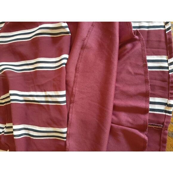 Small Blue Rain Sleeveless Lined Burgandy Pink Ivory Striped Mini Dress Sundress - Picture 4 of 4